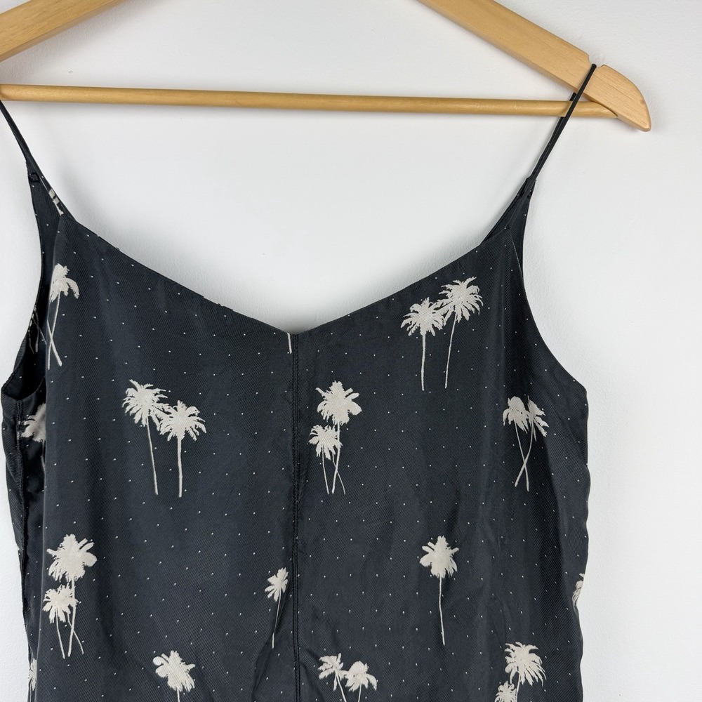 Rag & Bone 100% Silk Romper Womens 0 Dark Blue Palm Tree Resort Vacation Strappy